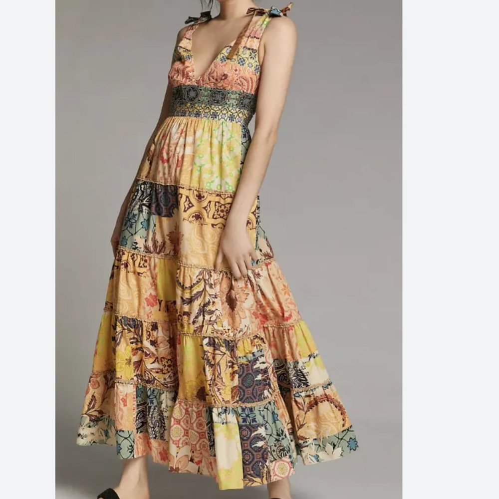 Anthropologie Geisha Designs Patchwork Maxi Dress